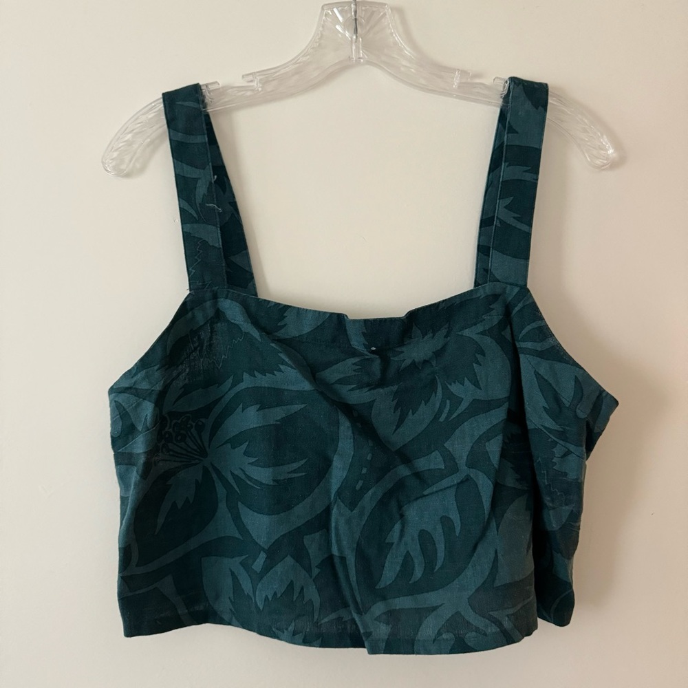Madewell Linen Blend Floral Crop Top, Size Large